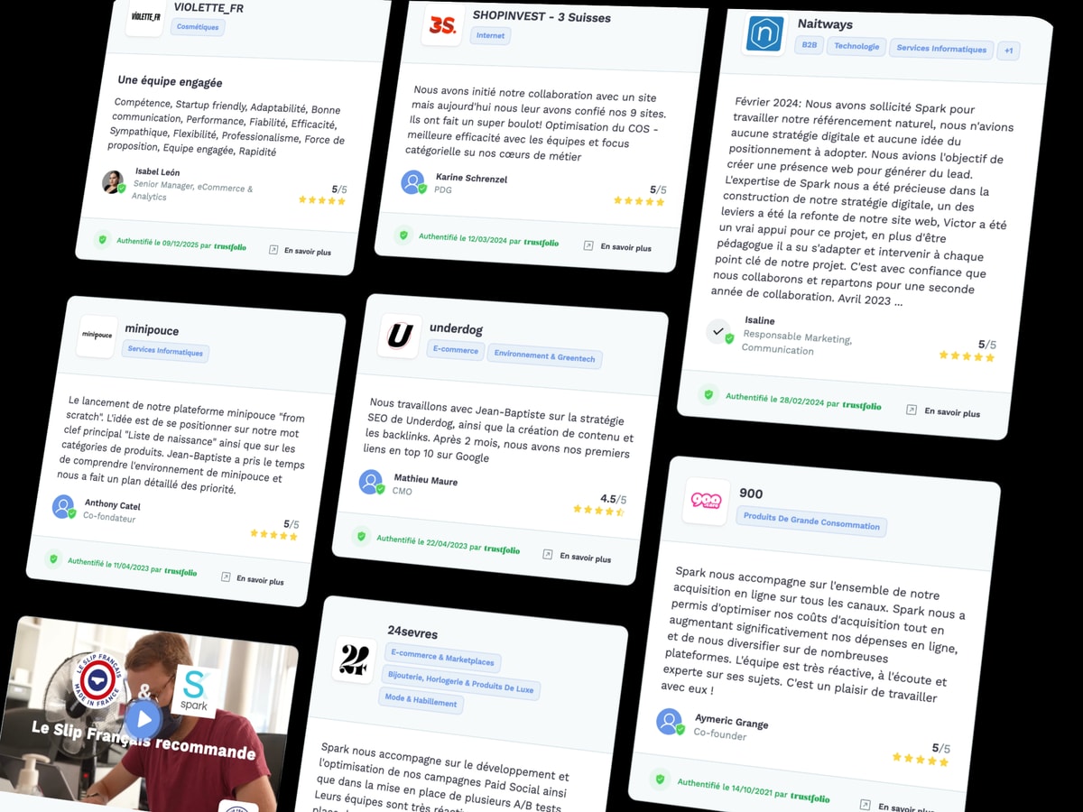 Avis clients certifiés Trustfolio sur Spark
